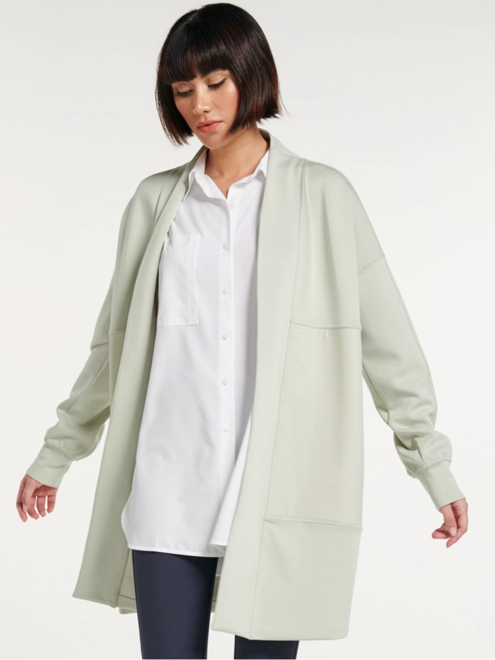FLX Open-Front Mint Green Cardigan with matching tank top